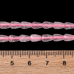 天然石ローズクォーツビーズ連売り  多面カット  ティアドロップ  5.5~8.3x4.1~4.35mm  穴：0.5mm  約30個/連  7.48インチ（19cm）&nbsp;G-C080-B02-01A