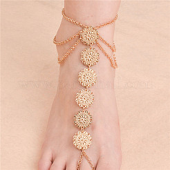 Alloy Flower Link Chain Layered Toe Ring Anklets for Women&nbsp;FS-WG5F2A8-01