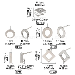 16Pcs 4 Styles 304 Stainless Steel Stud Earring Findings&nbsp;STAS-FS0001-83P