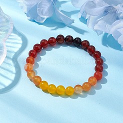 8mm Round Natural Carnelian & Agate & Malaysia Jade Beaded Stretch Bracelets&nbsp;BJEW-TA00514-01