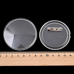 無地のフラットラウンド型アクリル製ボタンピンバッジ（鉄製ピン付き）  写真ボタンブローチピン用のブローチカボションセッティング  透明  58x6mm&nbsp;FIND-L029-01P-02
