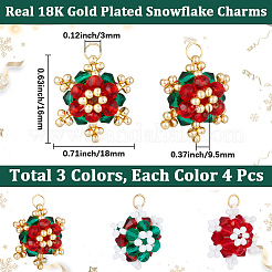 12Pcs 3 Styles Glass Seed Beaded Snowflake Pendants&nbsp;FIND-BBC0004-83
