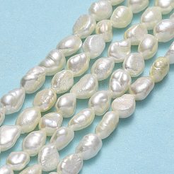 天然養殖淡水パールビーズ連売り  ケシパールビーズ  研磨両側  リネン  5~6x4~4.5x3mm  穴：0.6mm  約55~63個/連  13.58~13.98''（34.5~35.5センチメートル）&nbsp;PEAR-A005-16