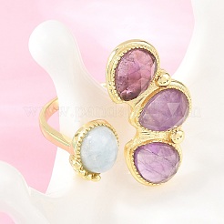 Natural Amethyst & Natural Aquamarine Cuff Rings&nbsp;GG-G001-03G-05