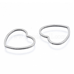 変色しない201ステンレススチール製リンクリング  ハート  ステンレス鋼色  14.5x16x1mm  内径：11.5x14mm&nbsp;STAS-N090-T16-1