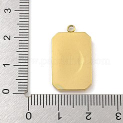 304ステンレスペンダント  月のチャーム付き長方形  ゴールドカラー  24x14x2.5mm  穴：1.8mm&nbsp;STAS-M073-56G