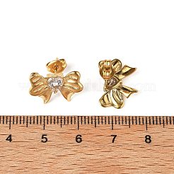 304 Stainless Steel Micro Pave Clear Cubic Zirconia Stud Earrings&nbsp;EJEW-I318-01G-01