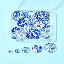 40Pcs 5 Styles Printed Glass Cabochons&nbsp;GGLA-FS0001-11