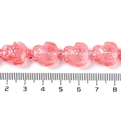 透明ガラスエナメルビーズ連売り  手描きのビーズ  カメ  サクランボ色  18x14x8.5mm  穴：1.2mm  約22個/連  14.76~14.96''（37.5~38センチメートル）&nbsp;GLAA-B021-06H