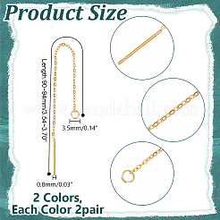 4ペア2色304ステンレススチールイヤリング金具  アメリカンピアス  ミックスカラー  90~94x1.2mm  ピン：0.8mm  2ペア/カラー&nbsp;STAS-LP0001-14