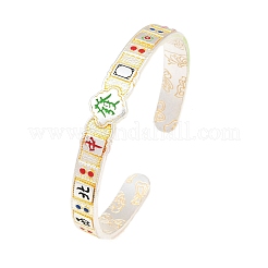 Brass Enamel 13 Orphans Mahjong Fortune Open Cuff Bangles&nbsp;KK-CBA06FA-02S