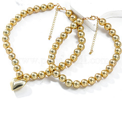 2Pcs 2 Styles Alloy Heart Pendant Necklaces Set&nbsp;NJEW-P319-02G