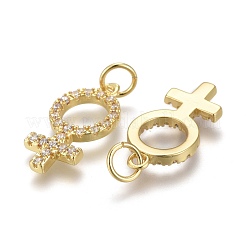 Brass Micro Pave Clear Cubic Zirconia Pendants&nbsp;ZIRC-Z001-10G
