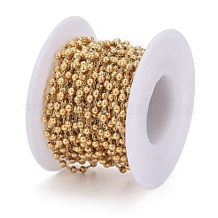 304ステンレススチールアズキチェーン  丸いビーズで  ハンダ付け  スプールで  ゴールドカラー  リンク：1.2mm  ビーズ：3mm  約32.8フィート（10m）/ロール&nbsp;CHS-M001-05G