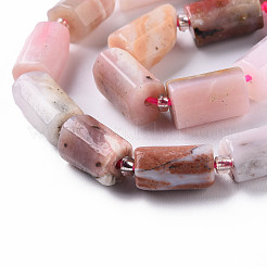 天然石ピンクオパールビーズ連売り  多面カット  コラム  8~11x6~8x5~7mm  穴：1mm  約15~17個/連  7.28~7.48インチ&nbsp;X-G-S345-8x11-012