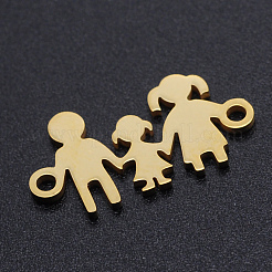 201 ステンレススチールリンクコネクター  人間  家族  ゴールドカラー  10x19x1mm  穴：1.4mm&nbsp;STAS-N090-T877-2