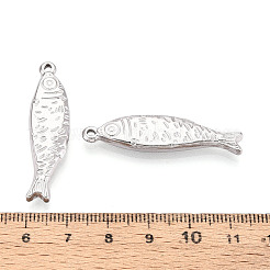 304ステンレススチール製の魚のペンダント  ステンレス鋼色  40.5x10x3.5mm  穴：1.6~1.8mm&nbsp;STAS-T069-13P