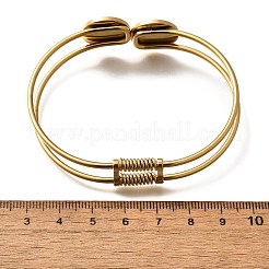 女性用ステンレススチールバングル201個  聖ベネディクトと十字架をあしらったフラットラウンド  18KGP本金メッキ  1/2インチ（1.2cm）  内径：1-3/4インチ（4.6cm）x2-1/2インチ（6.3cm）&nbsp;BJEW-R014-02G