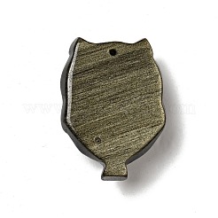 天然な金色の光沢のオブシディアンのペンダント  フクロウ  37x27.5x13.7mm  穴：1.5mm&nbsp;G-D471-02