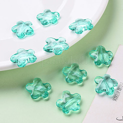 透明なアクリルビーズ  多面カット  花  ターコイズ  18.5x18.5x5.5mm  穴：1.2mm  約470個/500g&nbsp;TACR-S154-32B-68