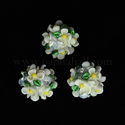 光るポリマー粘土のラインストーンの花のボールビーズ  アクリルの花と  ビーズペンやジュエリーキーホルダー作りに  レモンシフォン  20~23mm  穴：2~3mm&nbsp;CLAY-U002-01B