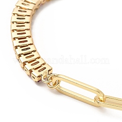 キュービックジルコニアテニスブレスレット  本物の 18k ゴールド メッキ ラック メッキ 真鍮 ペーパークリップ チェーン ジュエリー 女性用  鉛フリー＆カドミウムフリー  長持ちメッキ  カラフル  7インチ（17.7cm）&nbsp;BJEW-A132-17G-01