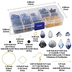 DIYフラワーガラスペンダントイヤリング製作キット  ブラック  16x9.5x2mm  穴：1mm&nbsp;DIY-FS0009-01