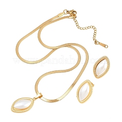 304 Stainless Steel Pendant Necklaces & Stud Earrings Sets&nbsp;SJEW-H002-01A-G