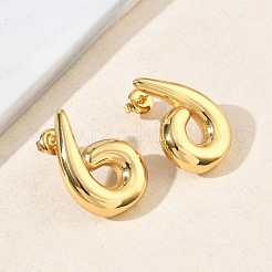女性用304ステンレススチールスタッドピアス  不規則な  イオンプレーティング（ip）  ゴールドカラー  25x17.5mm&nbsp;EJEW-K333-23G