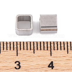 変色しない304ステンレススチールヨーロピアンビーズ  大穴ビーズ  キューブ  ステンレス鋼色  5x5x5mm  穴：4x4mm&nbsp;LS-FIND-Q103-05C-P