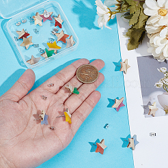 9 Pairs Resin & Wood Star Stud Earrings&nbsp;EJEW-OC00001