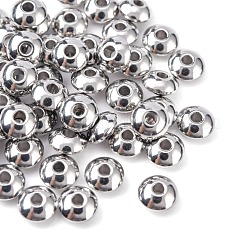 変色しにくいロンデル 304 ステンレススチールビーズ  ステンレス鋼色  6x3mm  穴：1.6mm&nbsp;STAS-N044-17