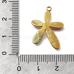 304ステンレススチールエナメルペンダント  花  ラインストーン付き  イオンプレーティング（ip）  18KGP本金メッキ  22.5x17.5x2mm  穴：1.6mm&nbsp;STAS-Z163-28G