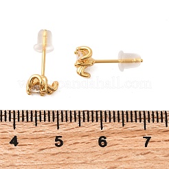 Brass Micro Pave Clear Cubic Zirconia Stud Earring&nbsp;EJEW-C158-15A-G