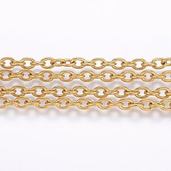 304ステンレススチールアズキチェーン  溶接されていない  オーバル  ゴールドカラー  4.5x1mm&nbsp;CHS-I002-09G