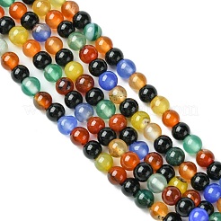 天然石瑪瑙ビーズ連売り  染め＆加熱  ラウンド  6~6.5mm  穴：1mm  約62個/連  14.2インチ&nbsp;G-F417-05-6mm