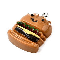 樹脂チャーム  ハンバーガーチャーム  プラチナアイアンループ付き  ミックスカラー  28x22x8mm  穴：2mm&nbsp;LS-FIND-U031-03P