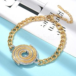 304ステンレススチールキューバリンクチェーンブレスレット女性用  渦  ゴールデン·ステンレス鋼色  6-7/8インチ（17.4cm）&nbsp;STAS-Z117-08GP