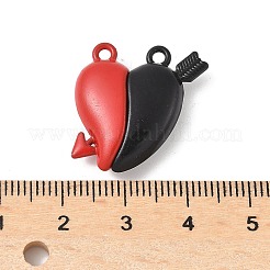スプレー塗装された合金の磁気ペンダント  ハート＆矢印  スプリットペンダント  ミックスカラー  22x22x7mm  穴：1.8mm&nbsp;PALLOY-V006-12