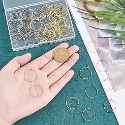 316ステンレススチールワイングラスチャームリング  フープピアスパーツ  バスケットボールの妻のためのDIYの材料はピアスフープ  ゴールデン·ステンレス鋼色  21ゲージ  24x20x0.7mm  2色  50個/カラー  100個/箱&nbsp;STAS-UN0015-83C