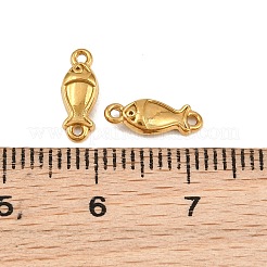 海をテーマにした304ステンレススチール製コネクターチャーム  魚のリンク  イオンプレーティング（ip）  長持ちメッキ  18KGP本金メッキ  11x4x2.5mm  穴：0.9mm  約15個/袋&nbsp;SA-CBA2B73-12G-D