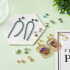 80Pcs 8 Style 304 Stainless Steel Stud Earring Findings&nbsp;STAS-PJ0001-40