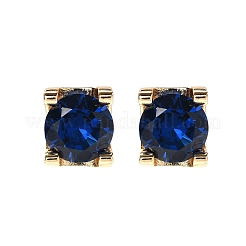 Square Brass Micro Pave Cubic Zirconin Stud Earrings&nbsp;EJEW-D318-03KCG-C