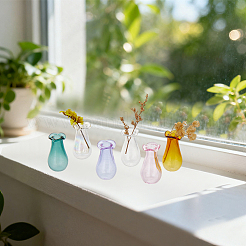 6Pcs 6 Colors Miniature Glass Vase Ornaments&nbsp;BOTT-CN0001-01