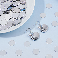 PVCプラスチックペンダント1300個  フラットラウンド  銀  15.5x0.3mm  穴：1.4mm&nbsp;PVC-DC0001-06B