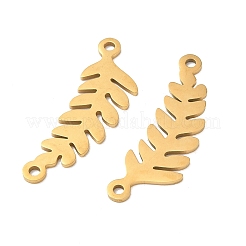 304ステンレススチールコネクタチャーム  リーフリンク  ゴールドカラー  31.5x10x1mm  穴：1.7mm&nbsp;SA-CBAE6A3-06G