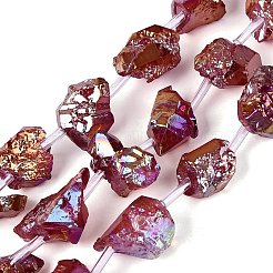 Dyed Electroplate Raw Rough Natural Amethyst Beads Strands&nbsp;G-Q610-05C