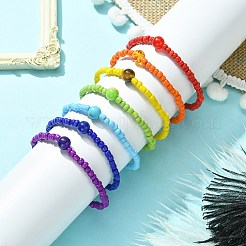 7Pcs 7 Style Natural & Synthetic Mixed Gemstone & Glass Seed Beaded Stretch Bracelets Set&nbsp;BJEW-JB09659