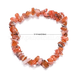 カーネリアン(染色)チップストレッチブレスレット  内径：2-1/8~2-1/4インチ（5.3~5.6cm）&nbsp;BJEW-JB01308-04