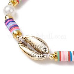 Flat Round Polymer Clay Braided Bead Bracelets&nbsp;BJEW-JB11500